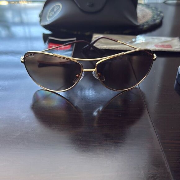Ray-Ban RB3293 Metal Pilot Sunglasses, Gold/Dark Brown Gradient, 63 mm - Picture 3 of 3